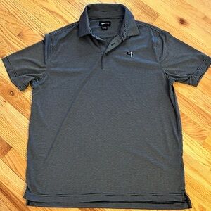 Short Par 4 Golf Polo in Heather Charcoal and Light Gray Stripes